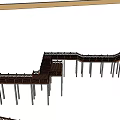 Wooden Elevated Walkway Structure With Railings For Scenic Outdoor Pathway