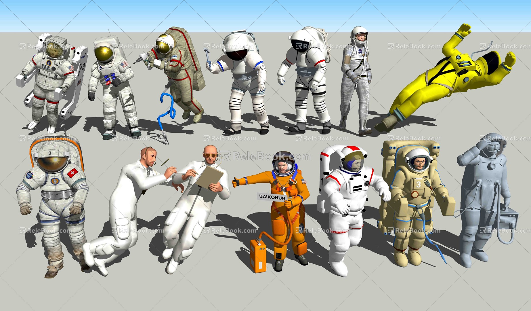 Modern astronaut astronaut astronaut character combination model