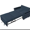 Blue Modular Fabric Sofa With Convertible Ottoman And Metal Frame Design 3d model