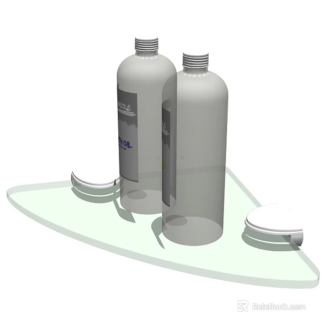 Modern Bathroom Accessories Featuring Clear Plastic Bottles Lids And Platform 3d model 