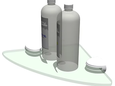 Modern Bathroom Accessories Featuring Clear Plastic Bottles Lids And Platform 3d model