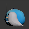 Cute Cartoon Characters Including Scythe Wielding Black White Figure Blue Round And White Ghost