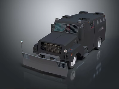 Armored Riot Control Vehicle With Protective Mesh Reinforced Bumper And Sturdy Design 3d model