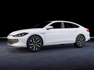 White Modern Sedan With Sleek Aerodynamic Body And Black Alloy Wheels 3d model