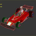 Red Ferrari F1 Style Race Car With Rear Wing And White Details