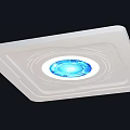 Modern White Square Ceiling Design With Blue Circular Light And Smooth Surface 3d model