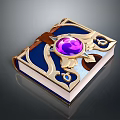 Elegant Lifestyle Decorative Book With Blue Cover Golden Decorations And Purple Gemstone