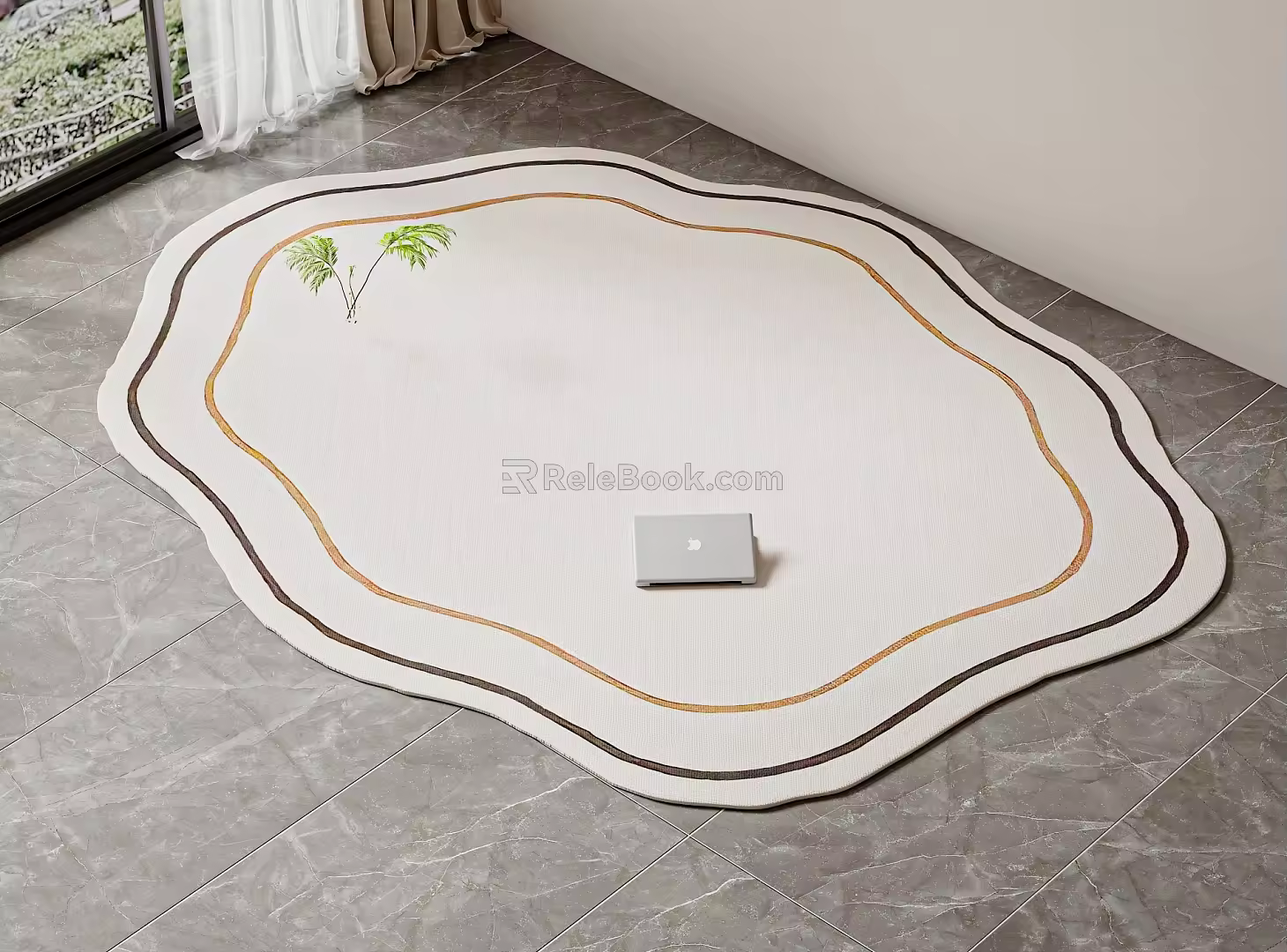 Cream wind irregular carpet shaped carpet sofa coffee table carpet 3d model