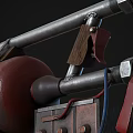 Mechanical Custom Weapon Featuring Red Gas Cylinder Metal Structure And Yellow Black Parts