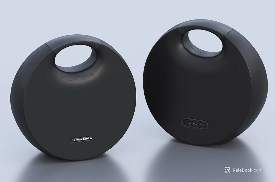 Urban Audio Black Round Portable Speakers With Handle Design For Music 3d model 