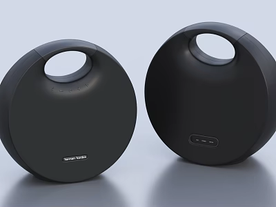Urban Audio Black Round Portable Speakers With Handle Design For Music 3d model