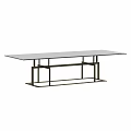 Modern Dining Table With Glass Top And Sleek Metal Frame Design Structure 3d model
