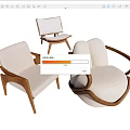 Modern Upholstered Leisure Chairs With Wooden Frame And Curved Armrest Design