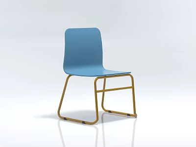 Modern Blue Single Chair With Golden Metal Frame And Minimalist Design 3d model