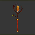 Decorative Ornament Set With Red Staff Body Branch Like Prongs Orange Diamond And Green Ball