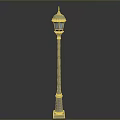 Classic Metal Street Lamp Post With Ornate Top And Slim Design