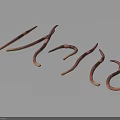 Several Pinkish Brown Earthworms With Slender Segmented Bodies And Curved Elongated Shapes