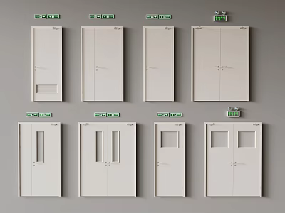 Different Types of Fire Doors With Various Designs and Safety Features Displayed 3d model