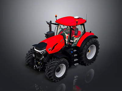 Red Agricultural Tractor With Large Wheels And Spacious Cabin 3d model