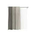 Soft Gray And White Linen Curtains For Modern Home Interior Window Treatment