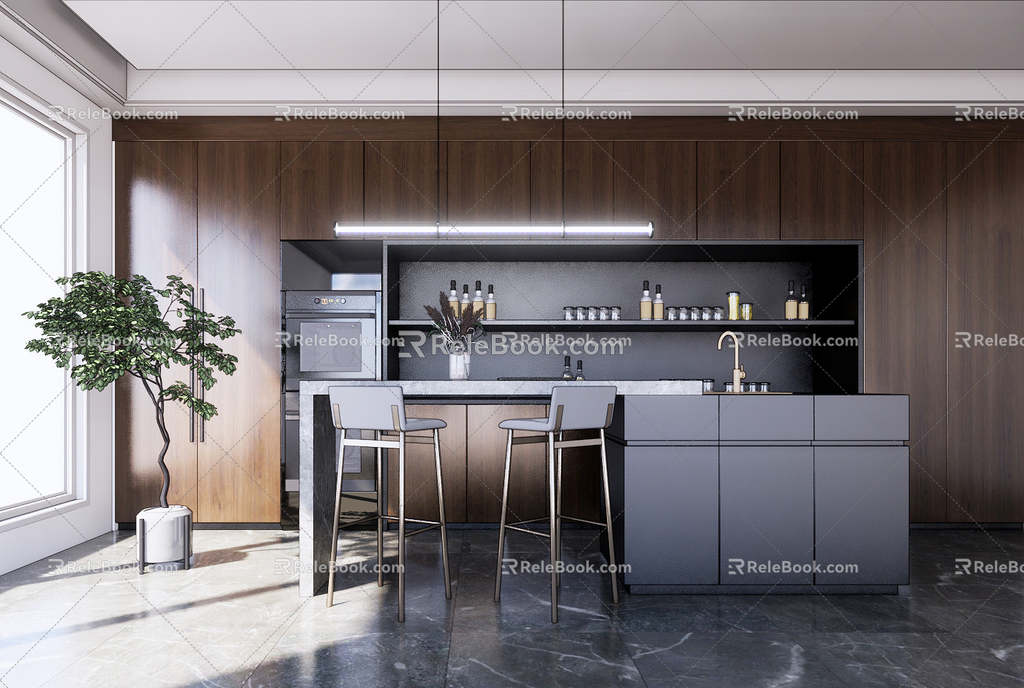 Modern Kitchen Kitchen Bar 3d model