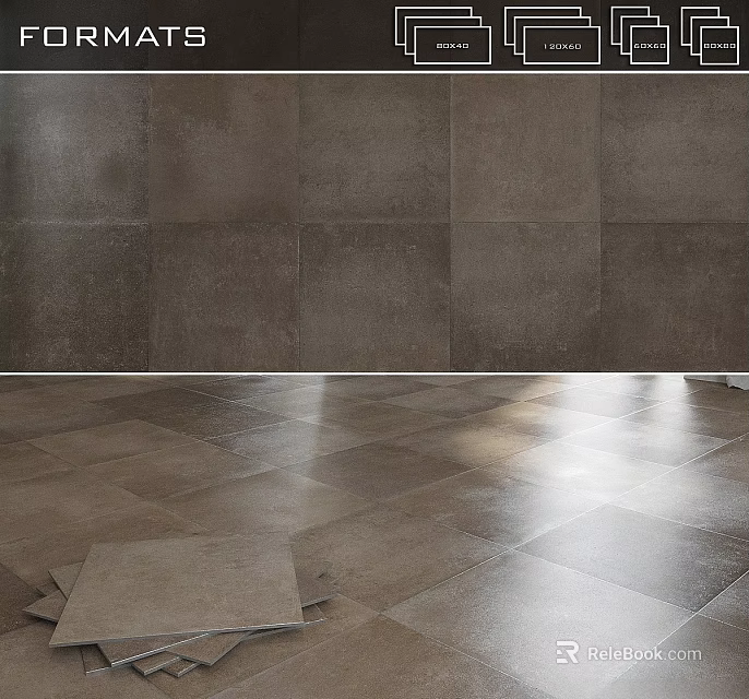 Ceramic Tile Components For Floor And Wall With Natural Stone Texture And Matte Finish 3d model