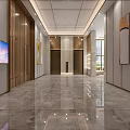 Spacious Hotel Lobby Interior Design With Marble Floor Large Windows Sofas And Green Plants