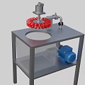 Industrial Processing Equipment With Blue Pump Red Coil And Stainless Steel Frame Stand