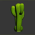 Three Green Cactus Plants With Columnar And Round Shapes On Gray Background
