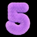 Purple Fluffy Number 5 Decorative Ornament Set For Home Decoration