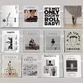 Stylish Collection of Books and Magazines with Various Cover Designs on White Shelves