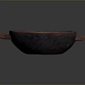 Hand Carved Artisan Bowl With Dual Handles And Dark Textured Surface