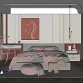 Cozy Kids Room Interior Design With Pink Bed Desk Window Painting Toys And Hanging Light