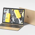 Golden Apple MacBook Laptop Displaying Yellow Popsicles On Screen With Clean Background 3d model