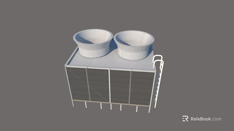 Industrial Cooling Tower With Dual Fan Heat Dissipation Fins And Access Ladder 3d model 