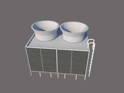 Industrial Cooling Tower With Dual Fan Heat Dissipation Fins And Access Ladder 3d model