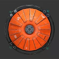 Smart Machine With Orange Enclosure Green Components And Circular Top Design 3d model