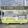 Modern Mobile Street Food Restaurant With Comfortable Outdoor Dining Seats Located In City Public Plaza