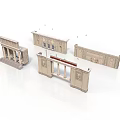 Ancient Stone Architectural Models With Carved Columns And Relief Details 3d model