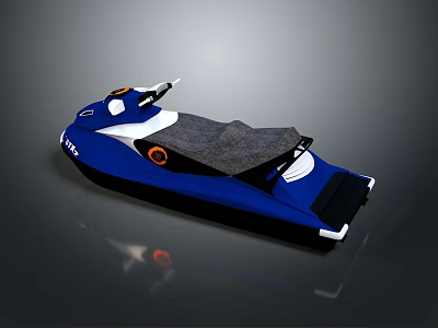 Blue And White Jet Ski With Gray Seat And Orange Accents 3d model