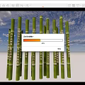 Scenic Green Pillars Photo Check-in Spot With Chinese Characters And Blue Sky