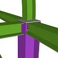 Industrial Metal Framework Structure With Steel Columns Green Beams And Grid Design