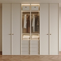 Cream Style Wardrobe Custom Wardrobe Storage Cabinet Door Glass Cabinet Door Clothes Cabinet Door Handle 3d model