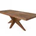 Rustic Oak Dining Table With X Shaped Base And Rectangular Wooden Top