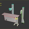 Modern Medical Examination Table With Column X Ray Equipment And Display Panel