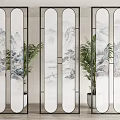 screen partition decorative landscape painting screen partition 3d model