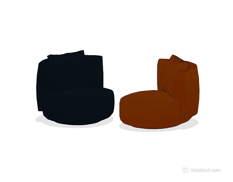 Modern Black and Brown Single Seater Sofa with Comfortable Design 3d model