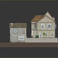 Traditional European Architectural Model With Terracotta Roofs Small Plaza Outdoor Seating And Vintage Car