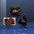 Contemporary Wall Decor With Geometric Shapes Metallic Frames And Colorful Accents