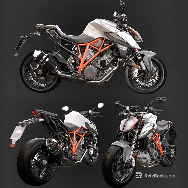 Sleek Modern Motorcycle Featuring Orange Accents And Multiple Angles Stylish Design 3d model